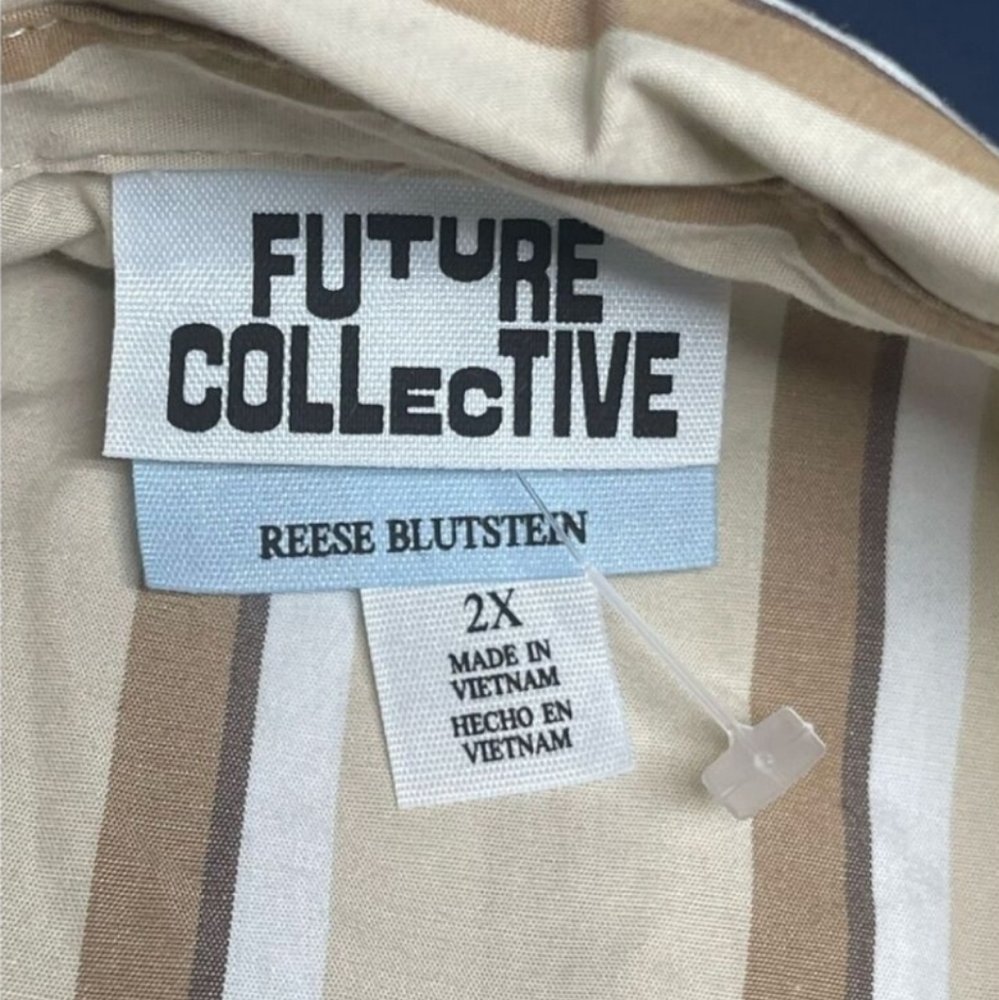 Future collective Fall plus size stripe button-down nwt - Picture 3 of 5